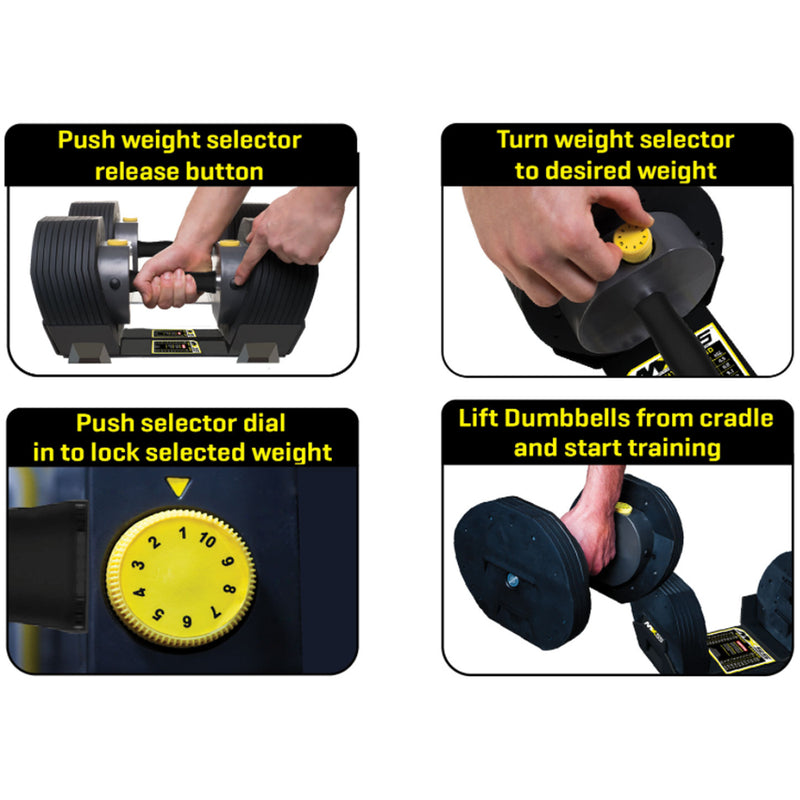 Load image into Gallery viewer, Mx85 Adjustable Dumbbells 85Lbs / 40Kg Pair (Black)*
