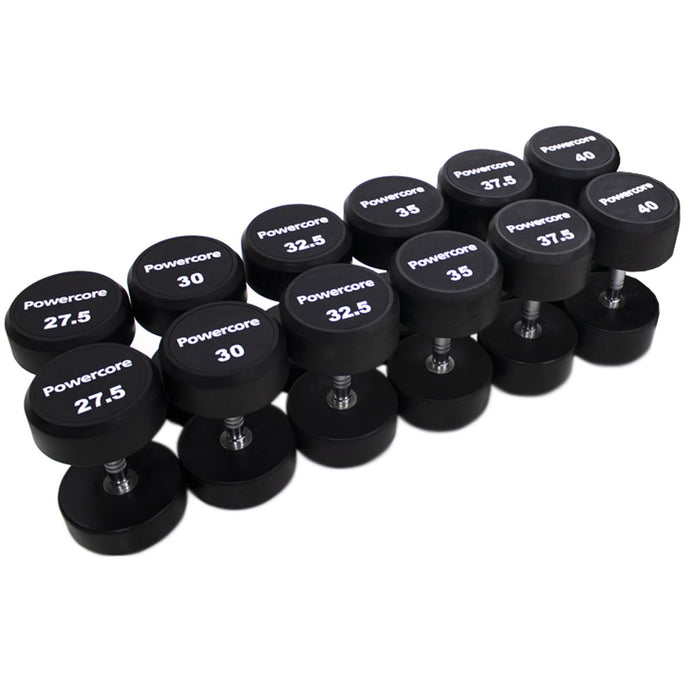 Powercore Round Rubber Dumbbells Set (27.5Kg - 40Kg)