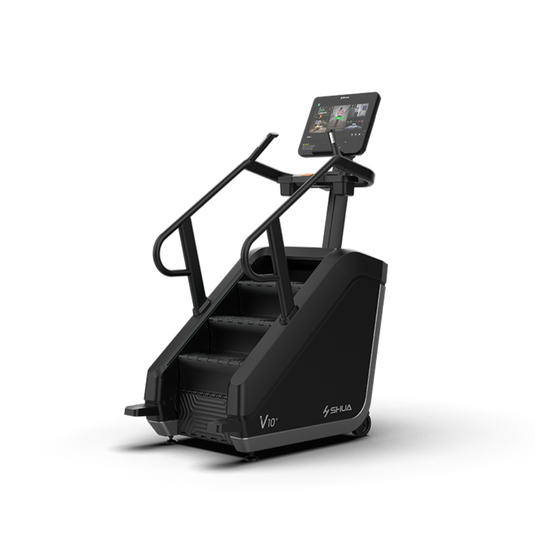 Shua V10+ Stair Climber with 21.5" Touch Screen – front three-quarter view